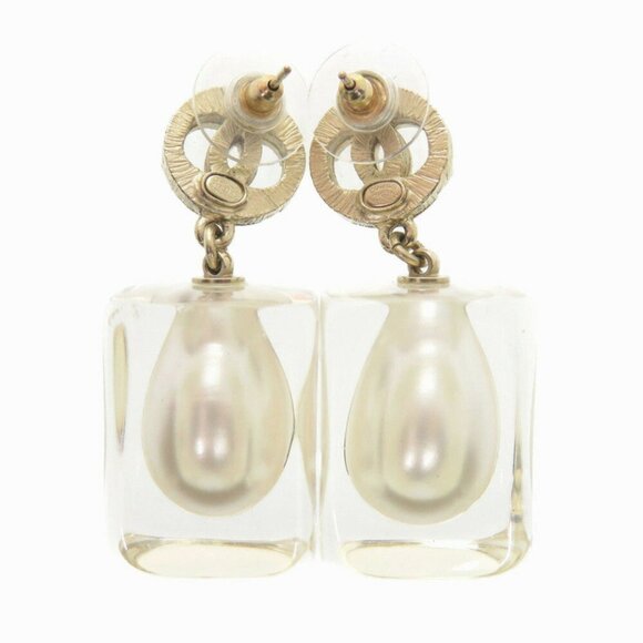CHANEL Coco Mark Faux Pearl Gold Earrings - Picture 3 of 8